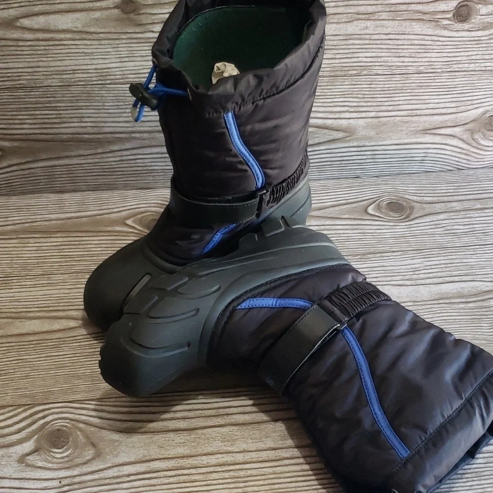 Sorel Black And Blue Youth Winter Rain Boots Size 4